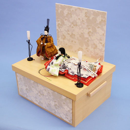 雛人形収納飾り 平安親王 白桜収納飾り 横から