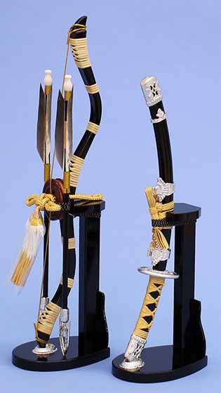 五月人偶配件,弓与剑套装,单独销售,15号款,银色