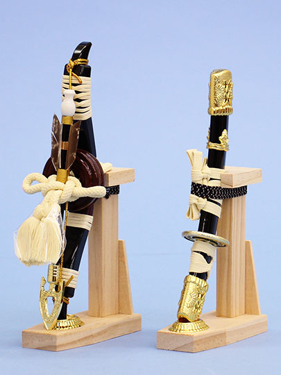 五月人形用付属品、弓太刀セット単品販売 6号 月光スリム1本矢白木