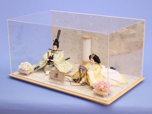 雛人形ケース飾 京十三番パステル唐草親王 白桜ケース 横から