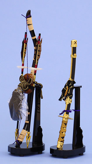 五月人形用付属品、弓太刀セット単品販売 15号黒龍