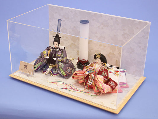 幅50㎝ 京十二番正絹有職親王 白桜アクリルケース 横から