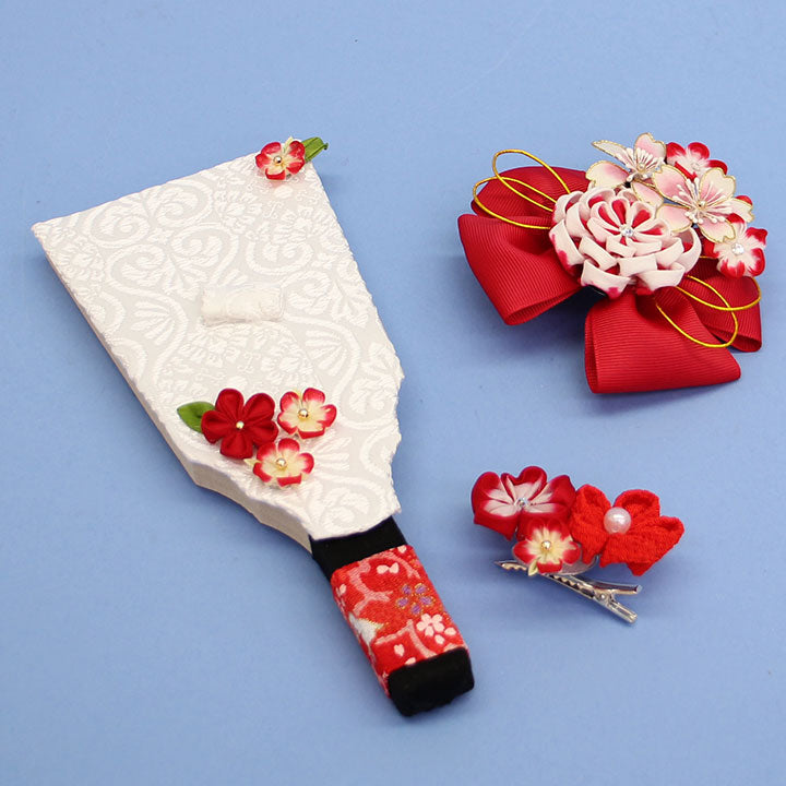かんざし羽子板リボン赤 白桜ケース 外す