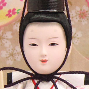雛人形ケース飾り 二人 小芥子金ライン白 殿顔