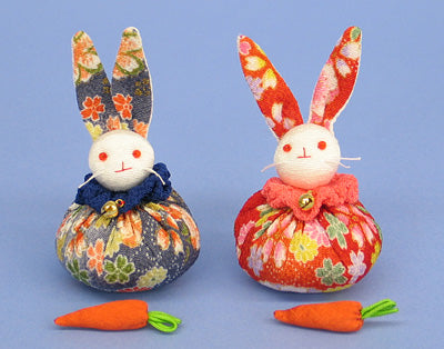雛道具 にぎやかし 縮緬うさぎペア 人参付き