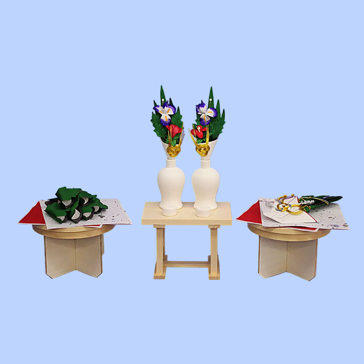 五月人形用、お飾り道具単品 三宝揃え ⑤大型絹花60号京式