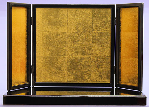 五月人形用台屏風 幅 60cm 20号黒塗り角型台13号新中金屏風付き – 寿鳳