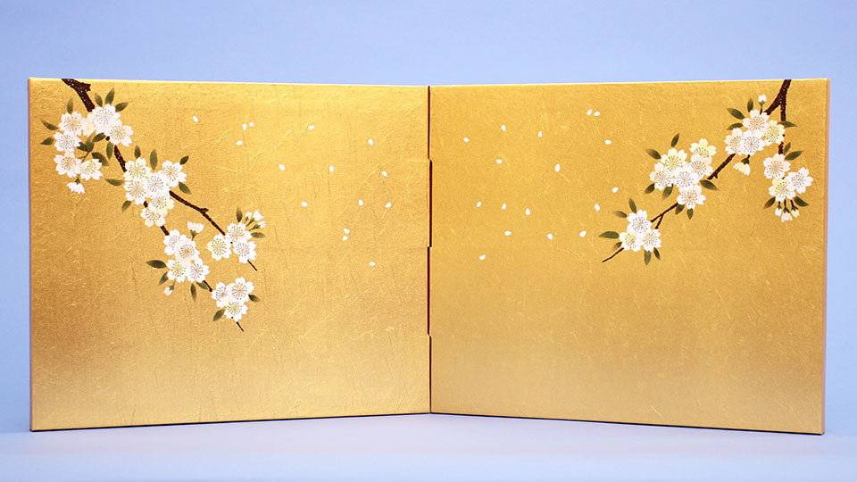 屏風 雛人形用 9号 金屏風 二曲和紙入り金沢枝桜