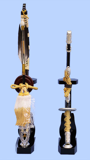 五月人形用付属品、弓太刀セット単品販売 13号 一本矢 銀スリム