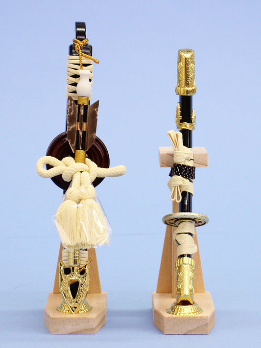 五月人形用付属品、弓太刀セット単品販売 6号 月光スリム1本矢白木