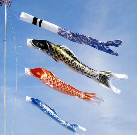 鯉のぼりセット。祥寿4m六点セットポール、家紋不可