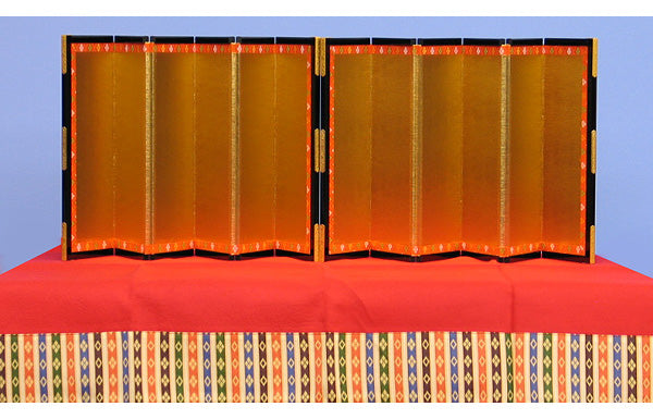 平台屏風セット 幅90cm 台付き毛氈-12六曲金