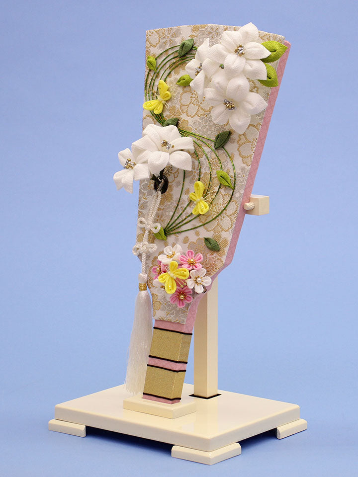 JUHO-TOUGEI 羽子板 Lily-w オフホワイトスタンド付き 横ら