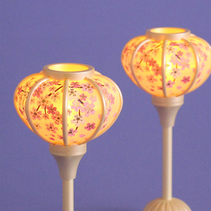 雏人偶灯笼(树脂)18厘米 小樱花LED无绳珍珠白色