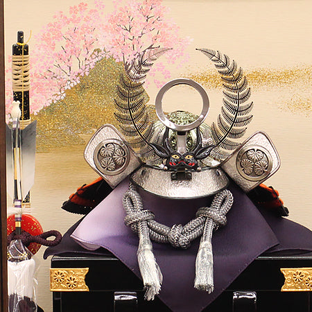 May Doll kabuto Case Decoration Height 52cm No. 13 Smoked Silver Tokugawa kabuto Hexagon