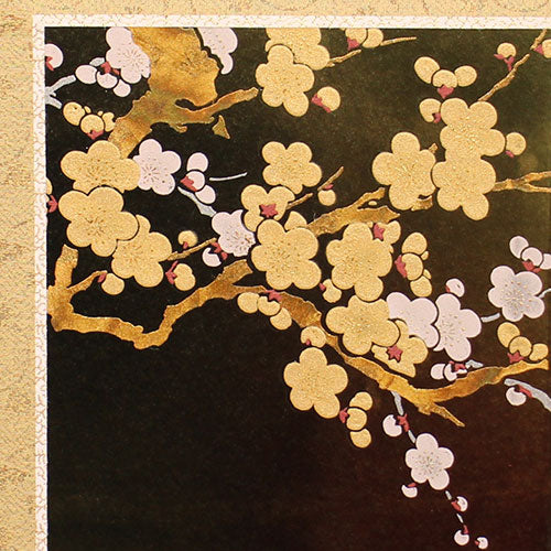 Paravent pour poupées May et Hina, hauteur 39 cm, 13 panneaux à deux panneaux, feuille de fer et fleurs de prunier dorées