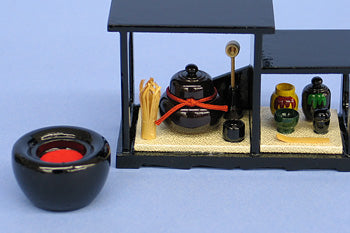 Poupées Hina, accessoires Hina, brasero, accessoires de cérémonie du thé, taille 25, laque noire (boise)