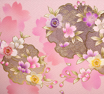 雛人形・収納台屏風セット 幅80cm 薄型-ピンク雪輪に桜