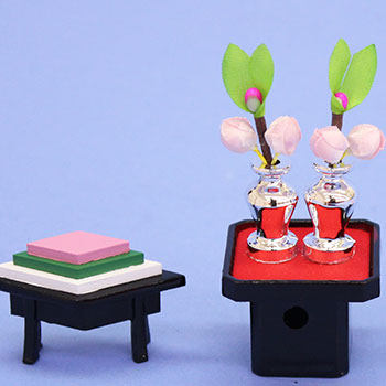 五段和七段陈列用的9件雏人偶配件套装,编号25(木制),黑漆装饰