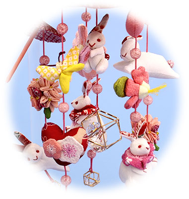 つるし飾り台付き 高さ 28cm ミニミニウサギっこ さら