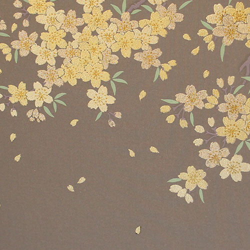 Paravent pour poupées May et Hina, hauteur 30 cm, n° 10, deux panneaux, gris, or, fleur de cerisier
