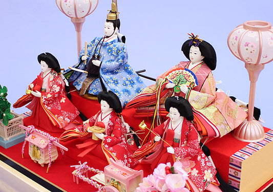 雛人形ケース飾り 五人 舞姫 人形横から