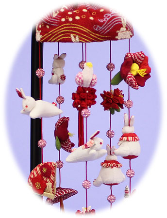 つるし飾り台付き 高さ 41cm うさぎっこ#67
