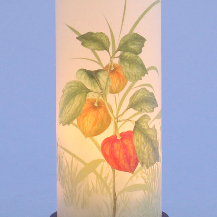 ミニミニサイズ盆提灯高さ19cm インテリア燈明 スタンプS コードレス(ほおずき) 点灯ズーム