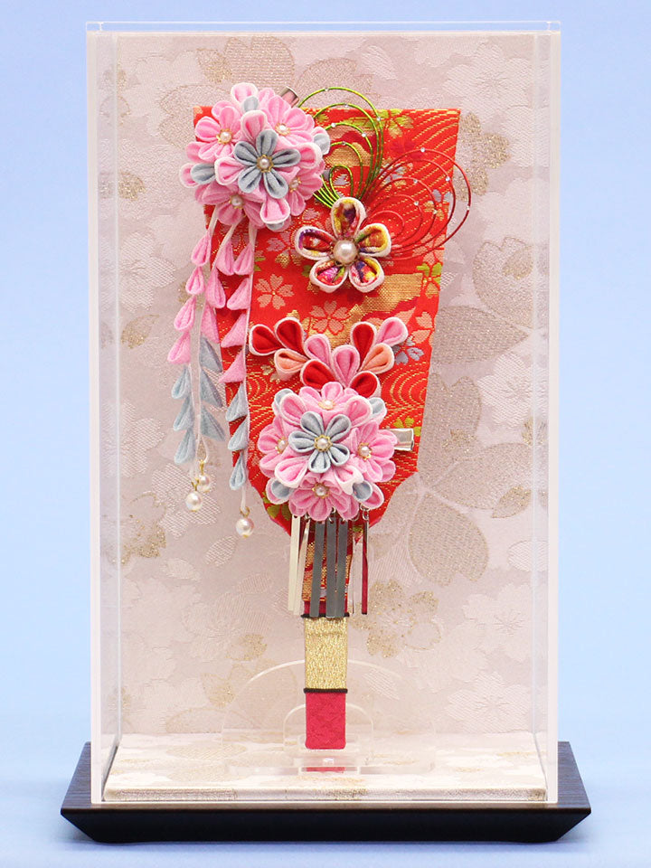 可愛いお花の羽子板ケース飾り