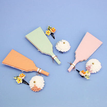 JUHO-TOUGEI 7号羽子板つまみ簪マム白ピンク　くすみピンク薄型ケース飾り