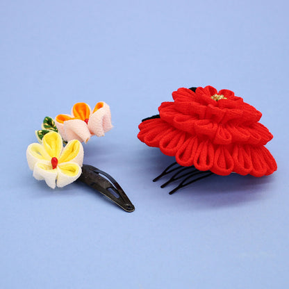 JUHO-TOUGEI つまみ簪羽子板 7号マム（赤）アクリルスタンド付き