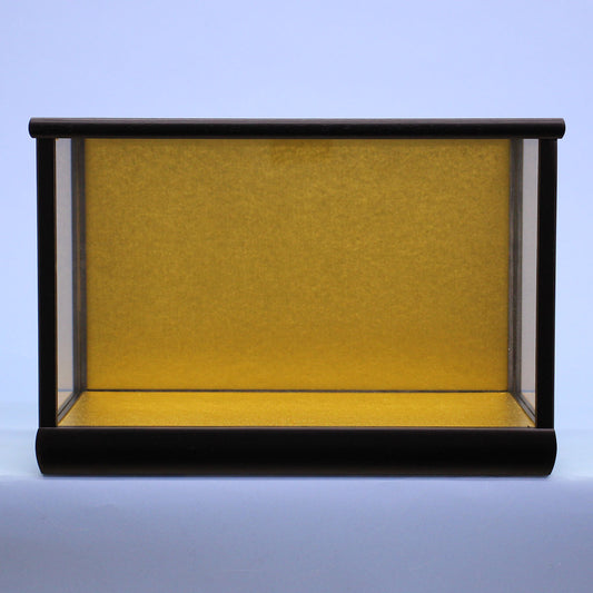 カブセ人形ケース 幅30cm 高さ18cm 天板ガラスダルマ３号黒艶消し金バック