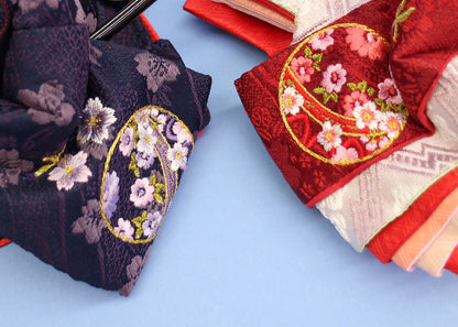 雛人形単品 親王3 小芥子 まり刺繍赤紫　袖