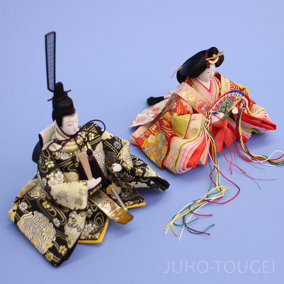 雛人形単品 親王3 小芥子 紺赤金襴u55　上から