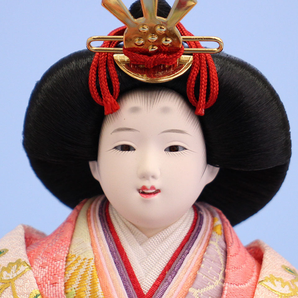雛人形単品 親王3 小芥子 紺赤金襴u55　姫顔