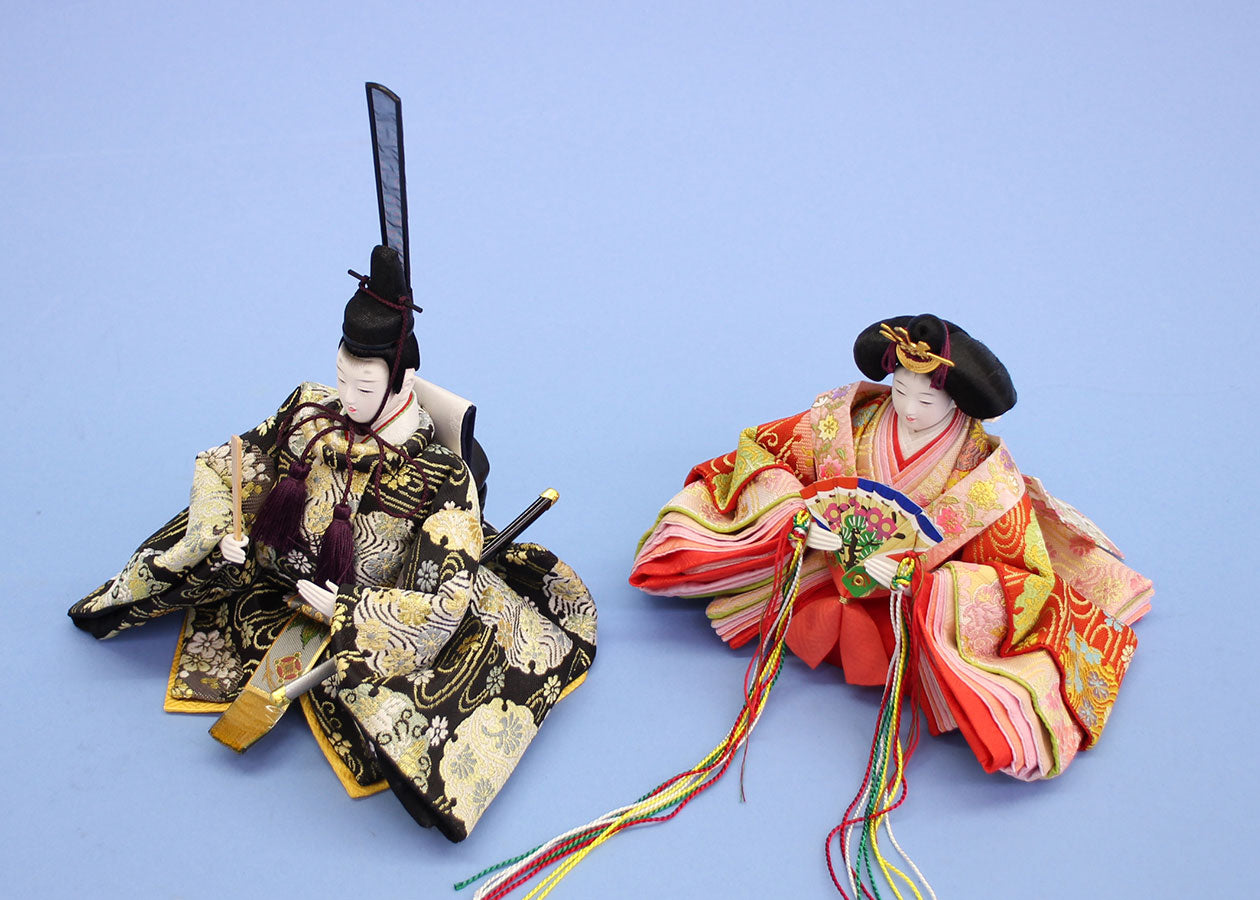 雛人形単品 親王3 小芥子 紺赤金襴u55　上から