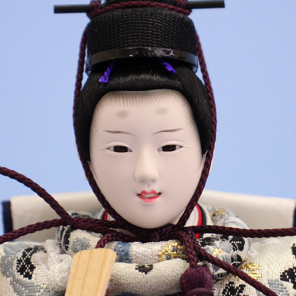 雛人形単品 親王3 小芥子 銀ピンク金襴927-1　殿顔