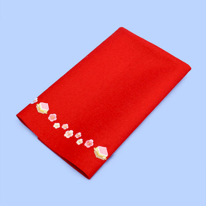 45cm刺繍フェルト毛氈ミニ　菱餅に梅ならべ 赤