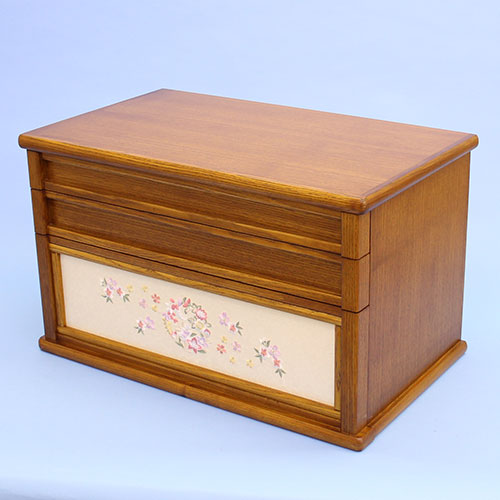 雛人形三段収納飾り　引き出し式オーク60㎝幅　収納