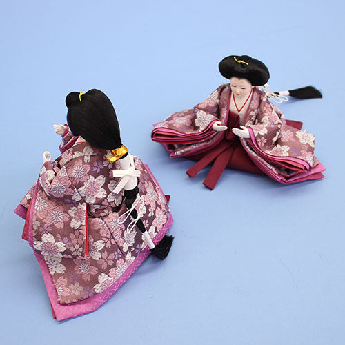 雛人形三段収納飾り　引き出し式オーク60㎝幅　官女