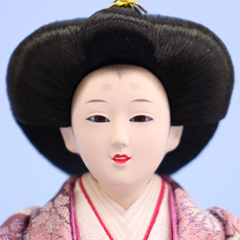 雛人形三段収納飾り　引き出し式オーク60㎝幅　官女顔開き