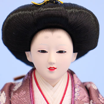 雛人形三段収納飾り　引き出し式オーク60㎝幅　官女顔眉なし