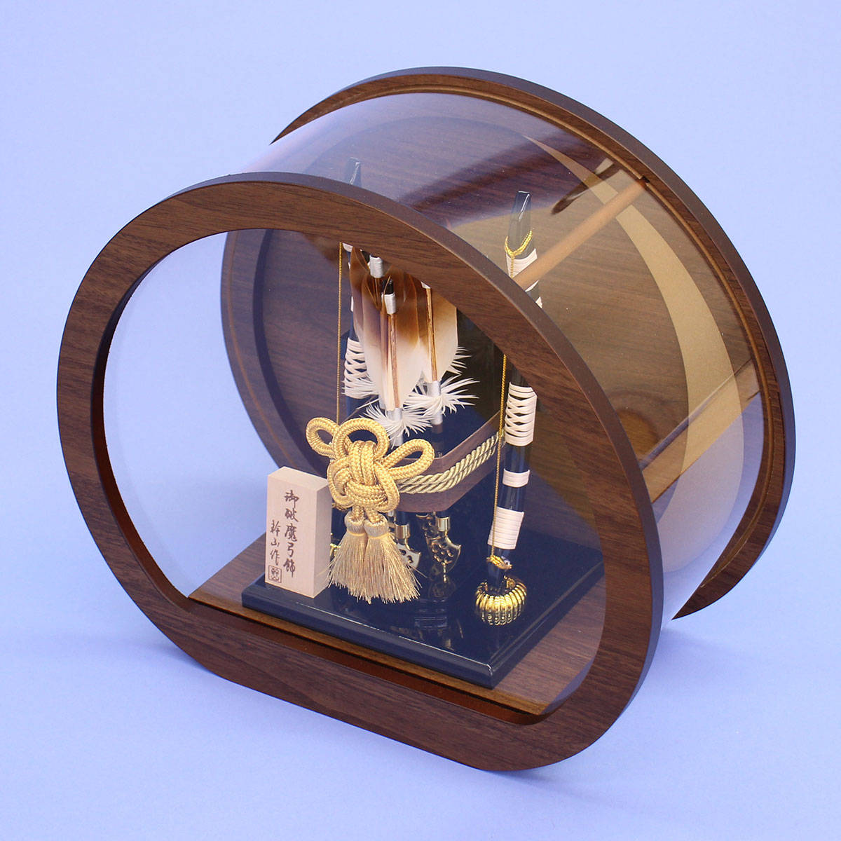 円形破魔弓飾り　月　オーク　上から