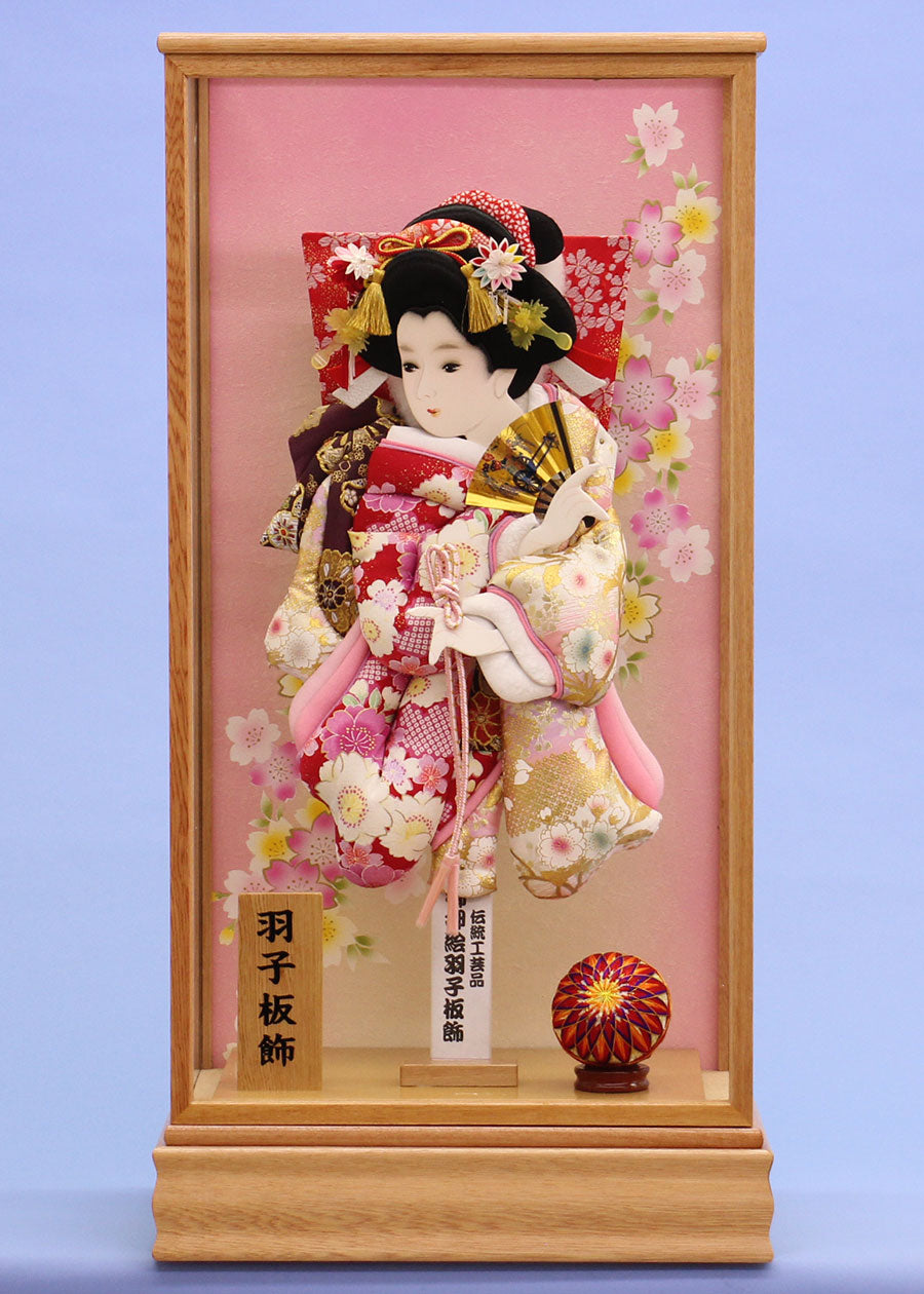 押絵羽子板飾り 華流水 白木桜華のケース入り