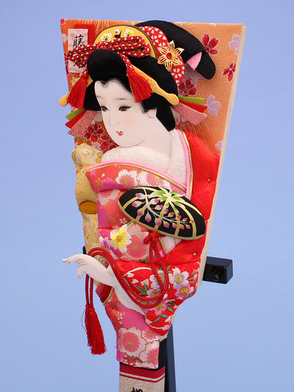 Oshie Hagoita No. 13 Gold-colored Asuka with stand