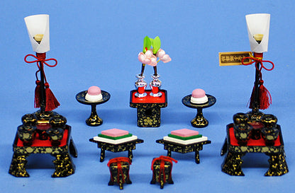 9-piece set for seven-tiered display No.15 Honkin Mitsuba pattern(wooden)