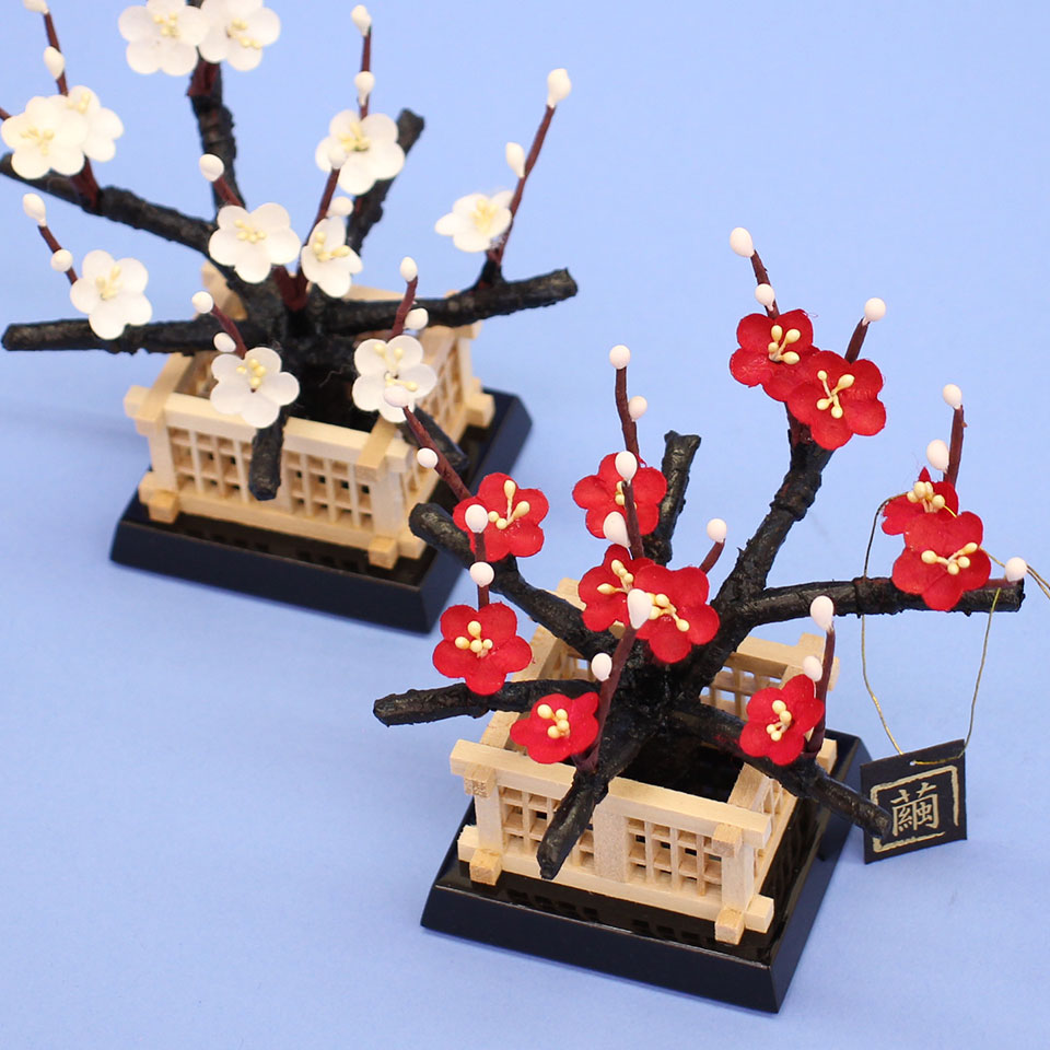 雛道具単品　紅白梅　光琳15号　上からイメージ