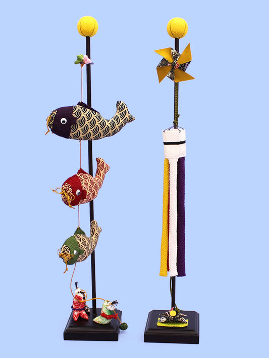 五月人形用 鯉のぼり飾り 対入り・両立て 15号虎太郎