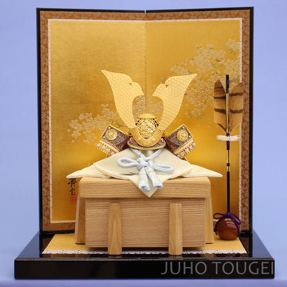 男孩节人偶兜饰 宽45cm 天风兜 天空金漆樱花扁平装饰套装