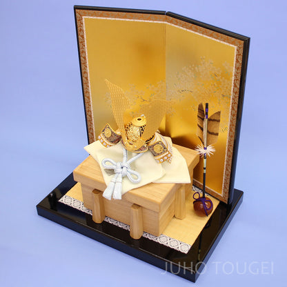 男孩节人偶兜饰 宽45cm 天风兜 天空金漆樱花扁平装饰套装